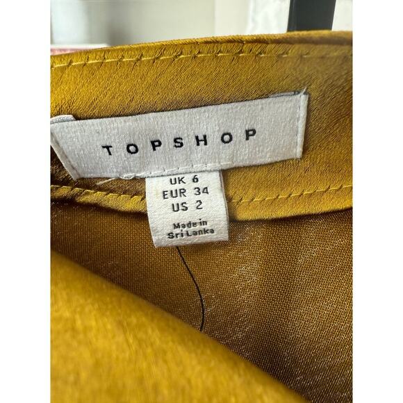 Topshop Women's Yellow Leopard Asymmetric Fishtail Midi Skirt Size 2 - Picture 8 of 8